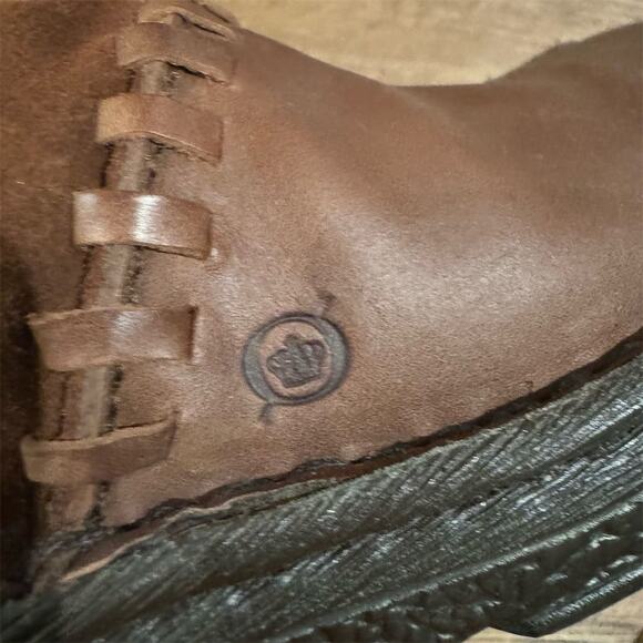 Born Women's Brown Slip-On Wedge Clogs Size 8 Chunky Heel Academia FLAWS - Picture 8 of 10